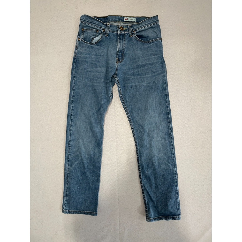 Wrangler Straight Fit Jeans Mens 29x30 Blue Denim Cotton Stretch Medium Wash